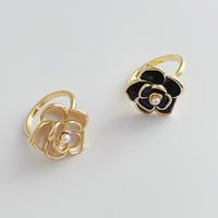 Fashion Flower Copper Enamel Inlay Pearl Rings 1 Piece main image 1