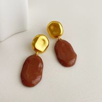 1 Pair Fashion Oval Alloy Plating Women's Drop Earrings sku image 3