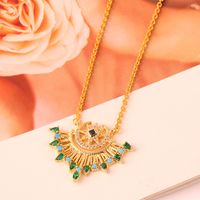 Fashion Round Heart Shape Butterfly Copper Inlay Zircon Pendant Necklace main image 3