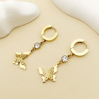 Cute Animal Butterfly Stainless Steel Plating Inlay Zircon Drop Earrings 1 Pair sku image 1