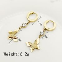 Cute Animal Butterfly Stainless Steel Plating Inlay Zircon Drop Earrings 1 Pair main image 3