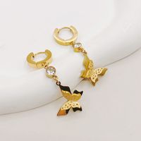 Cute Animal Butterfly Stainless Steel Plating Inlay Zircon Drop Earrings 1 Pair main image 1