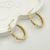 Simple Style U Shape Stainless Steel Plating Zircon Earrings 1 Pair sku image 1