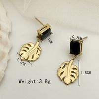 Fashion Leaf Stainless Steel Plating Zircon Drop Earrings 1 Pair main image 2