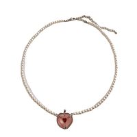 1 Piece Fashion Heart Shape Artificial Pearl Metal Beaded Inlay Zircon Women's Pendant Necklace main image 5