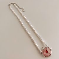 1 Piece Fashion Heart Shape Artificial Pearl Metal Beaded Inlay Zircon Women's Pendant Necklace main image 4