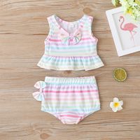 Girl's Fashion Stripe Polyester Tankinis 2 Piece Set main image 6