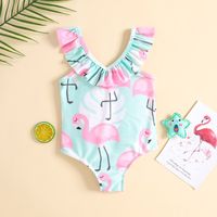 Girl's Vacation Flamingo Polyester One Pieces main image 1