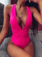 Women's Vacation Solid Color Backless One Piece main image 3