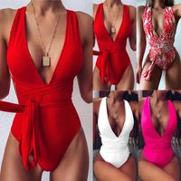 Women's Vacation Solid Color Backless One Piece main image 2