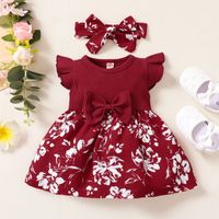 Cute Flower Bow Knot Cotton Girls Dresses main image 6