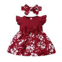 Cute Flower Bow Knot Cotton Girls Dresses main image 4