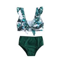 Girl's Vacation Tropical Polyester Tankinis 2 Piece Set main image 4