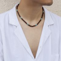 1 Piece Retro Color Block Wood Turquoise Beaded Men's Necklace main image 4