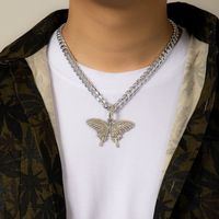 Hip-hop Butterfly Alloy Plating Rhinestones Men's Pendant Necklace main image 4