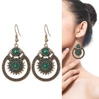 1 Pair Ethnic Style Sun Alloy Plating Inlay Beads Women's Drop Earrings main image 4