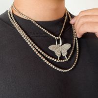 1 Piece Hip-hop Butterfly Alloy Inlay Rhinestones Men's Layered Necklaces main image 5