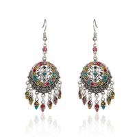 1 Paire Chinoiseries Rond Alliage Gland Placage Incruster Strass Femmes Boucles D'oreilles main image 1