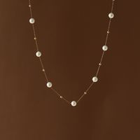 Fashion Round Titanium Steel Pearl Plating Necklace 1 Piece main image 1