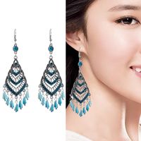 1 Pair Vintage Style Heart Shape Alloy Plating Inlay Artificial Gemstones Women's Drop Earrings main image 1