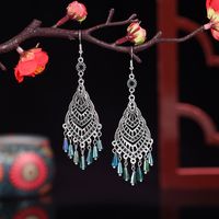 1 Pair Vintage Style Heart Shape Alloy Plating Inlay Artificial Gemstones Women's Drop Earrings main image 2