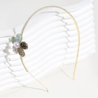 Mode Blume Legierung Überzug Künstliche Perlen Strasssteine Haarband main image 2