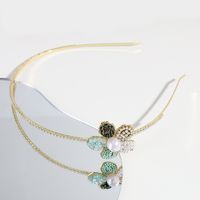 Mode Blume Legierung Überzug Künstliche Perlen Strasssteine Haarband main image 1