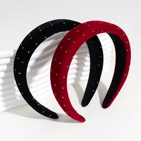 Lady Solid Color Polyester Rib-knit Rhinestones Hair Band main image 5