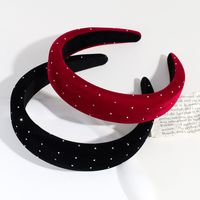 Lady Solid Color Polyester Rib-knit Rhinestones Hair Band main image 2