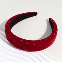 Lady Solid Color Polyester Rib-knit Rhinestones Hair Band sku image 1