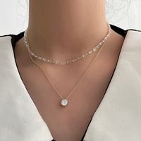 1 Piece Fashion Geometric Metal Inlay Zircon Women's Layered Necklaces main image 1