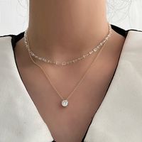 1 Piece Fashion Geometric Metal Inlay Zircon Women's Layered Necklaces main image 6