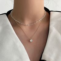 1 Piece Fashion Geometric Metal Inlay Zircon Women's Layered Necklaces main image 2