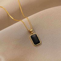 Simple Style Square Titanium Steel Plating Pendant Necklace main image 4