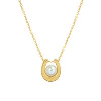 Elegant U-form Titan Stahl Überzug Künstliche Perlen Halskette Mit Anhänger main image 1