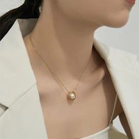 Elegant U Shape Titanium Steel Plating Artificial Pearls Pendant Necklace sku image 1