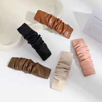 Simple Style Solid Color Pu Leather Hair Clip main image 3
