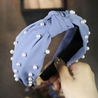 Fashion Solid Color Cloth Knot Artificial Pearls Hair Band main image 3