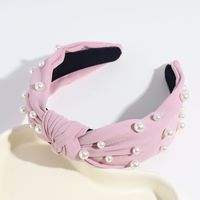 Fashion Solid Color Cloth Knot Artificial Pearls Hair Band sku image 3
