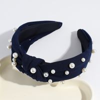 Fashion Solid Color Cloth Knot Artificial Pearls Hair Band sku image 4
