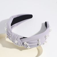 Fashion Solid Color Cloth Knot Artificial Pearls Hair Band sku image 7