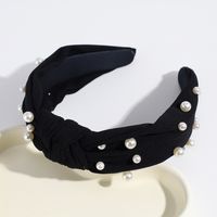 Fashion Solid Color Cloth Knot Artificial Pearls Hair Band sku image 5