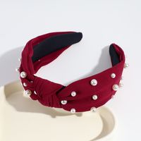 Fashion Solid Color Cloth Knot Artificial Pearls Hair Band sku image 6