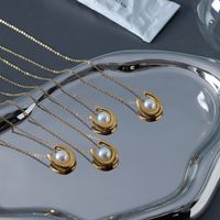 Elegant U Shape Titanium Steel Plating Artificial Pearls Pendant Necklace main image 3