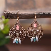 1 Pair Ethnic Style Round Metal Plating Inlay Artificial Diamond Women's Drop Earrings main image 5