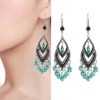 1 Pair Ethnic Style Water Droplets Alloy Tassel Plating Inlay Artificial Diamond Women's Drop Earrings main image 5