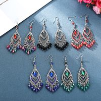 1 Pair Ethnic Style Water Droplets Alloy Tassel Plating Inlay Artificial Diamond Women's Drop Earrings main image 1
