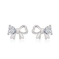 Simple Style Bow Knot Copper Plating Zircon Ear Studs 1 Pair main image 5