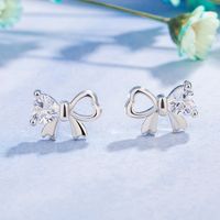 Simple Style Bow Knot Copper Plating Zircon Ear Studs 1 Pair sku image 1