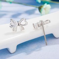 Simple Style Bow Knot Copper Plating Zircon Ear Studs 1 Pair main image 4